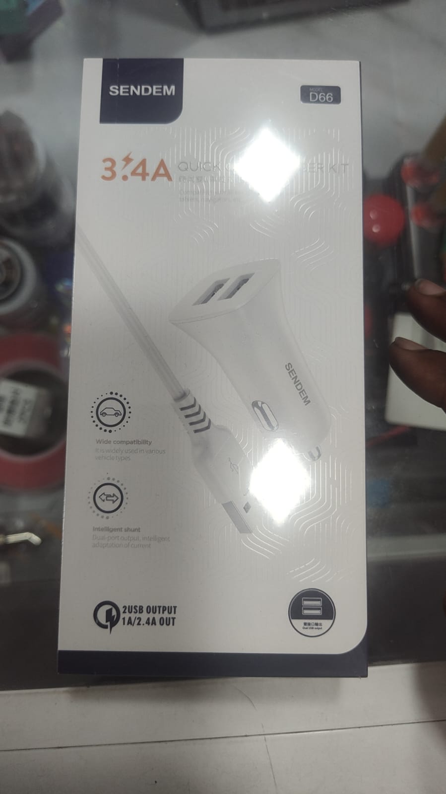 D66 3.4A Quick Car Charger with Type C-cable